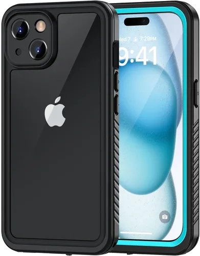 Vista 9 de Lanhiem Funda para iPhone 14, impermeable IP68 a prueba de polvo con protector de pantalla integrado, resistente a prueba de golpes de cuerpo Negro