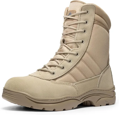 Vista 9 de NORTIV 8 Botas de trabajo con punta de acero para hombre con cremallera Negro