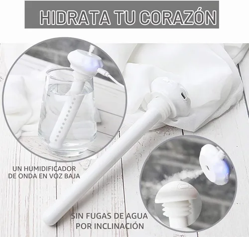 Vista 8 de Mini humidificador de botella de agua, ajustable USB Donut Mist Maker Stick Wick para viajes, dormitorio, planta de automóvil, botella personal