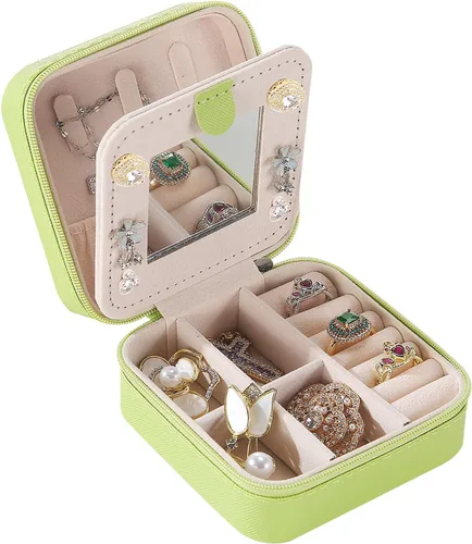 Vista 15 de KElofoN Estuche de viaje para joyas Caja de viaje para joyas Organizador de joyas de viaje Pequeño estuche organizador de joyas para niñas y mujeres