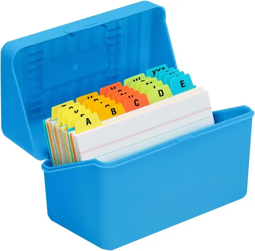 Vista 9 de H4D Tarjetero de índice de 3 x 5 con 100 tarjetas de índice a rayas pesadas y 25 divisores de plástico, color negro 3x5 Inch Plastic Box