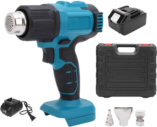 Vista 6 de Pistola de calor inalámbrica con pantalla LCD, pistola de calor alimentada por batería para manualidades, envoltura retráctil, con modo de memoria
