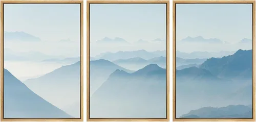 Vista 100 de SIGNWIN Lienzo enmarcado para pared, juego de arte abstracto de serenidad costera, ilustraciones abstractas junto al mar, arte moderno, decorativo