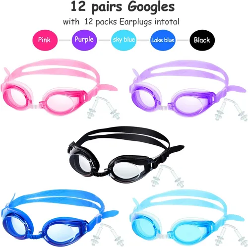 Vista 7 de Gejoy 12 pares de gafas de natación para niños sin fugas, gafas de natación de visión amplia para jóvenes y adolescentes de 6 a 14 años