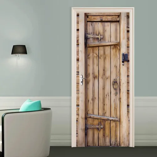 Vista 23 de Artfanke - Adhesivo 3D realista para puerta de grano de madera, despegar y a2087