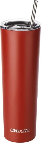 Vista 5 de Ezprogear - Vaso estrecho de acero inoxidable, térmico y aislado al vacío, con popote 1 uva/clavel
