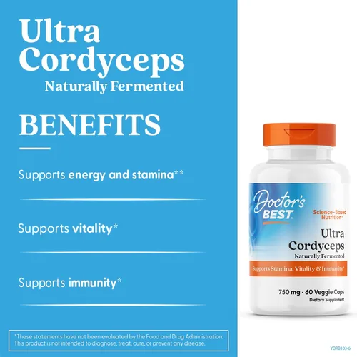 Vista 4 de Doctor's Best Suplemento Ultra Cordyceps - Cápsulas de hongos Cordyceps para hombres y mujeres, apoya la salud inmunológica, la energía