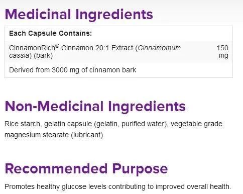 Vista 2 de Webber Naturals Extracto de canela Cinnulina PF™ 150 mg, 60caps