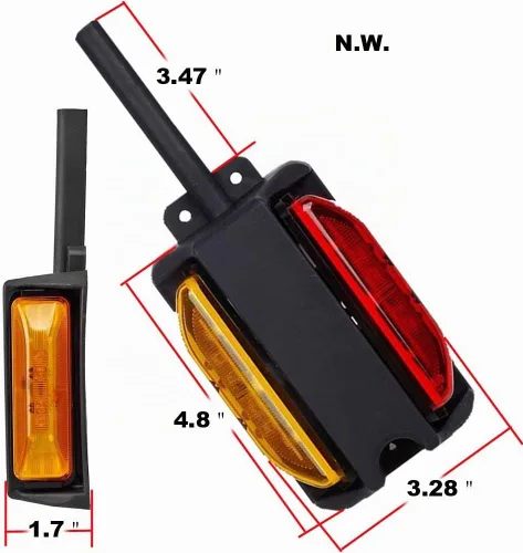 Vista 2 de NEW SUN Kit de Luces LED para Guardabarros, Precableado de Doble Cara con Pedestal, Ámbar y Rojo Súper Brillantes, RH y LH, Funciona como Luces
