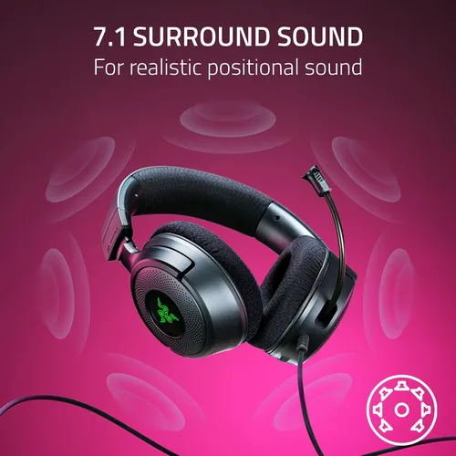 Vista 4 de Auriculares Razer Kraken V4 X con cable para juegos: Controladores de 40 mm - Micrófono cardioide - Almohadillas de espuma viscoelástica