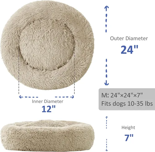 Vista 3 de ANWA - Cama redonda para perro mediano, lavable, cama tipo dona para perro grande, cómoda, acogedora y relajante