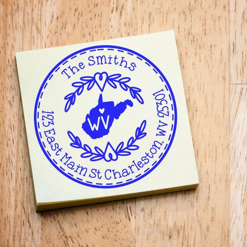 Vista 12 de Alabama State Wreath - Sello de sello de dirección personalizado para invitaciones de fiesta, tarjetas de vacaciones y decoración del hogar Sello