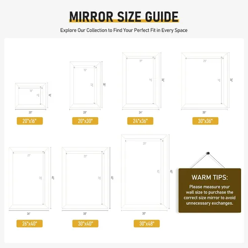 Vista 6 de CULER Espejo de pared de madera blanca para baño, espejos colgantes rectangulares de 20 x 16 pulgadas con marco de madera para sala de estar Blanco