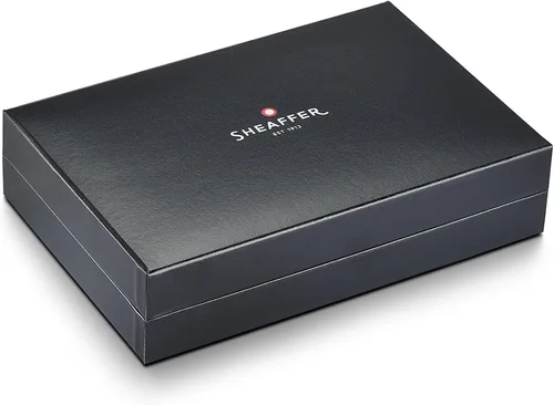 Vista 3 de Sheaffer Legacy 9064 - Pluma estilográfica, punta mediana con incrustaciones de oro PVD de 14 quilates, acabado de laca negra con borde cromado
