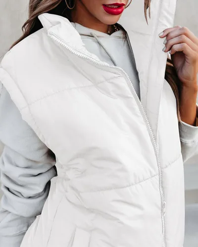 Vista 3 de Danedvi Chaleco acolchado sin mangas para mujer, con cremallera, cuello alto, con bolsillos, para exteriores