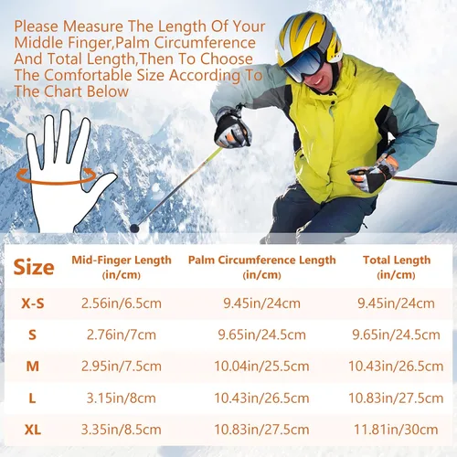 Vista 6 de Guantes de esquí, guantes de nieve impermeables y transpirables más cálidos para clima frío, se adaptan tanto a hombres como a mujeres, para padres