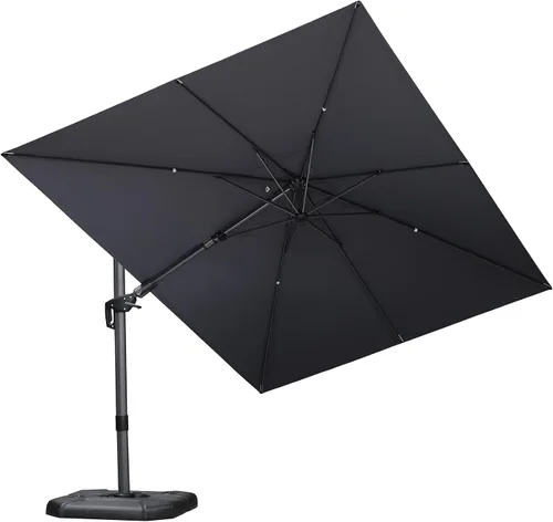 Vista 54 de PURPLE LEAF Sombrilla de patio de 8 pies para exteriores, sombrilla voladiza cuadrada de aluminio con rotación de 360 grados para jardín, terraza