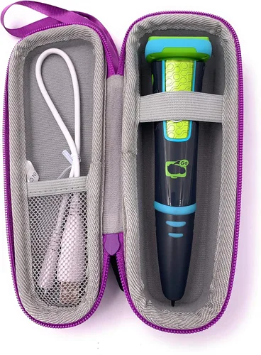 Vista 2 de xcivi Estuche de EVA duro para sistema Leapfrog LeapStart Go y sistema de lectura y escritura LeapReader Smartpen (morado)