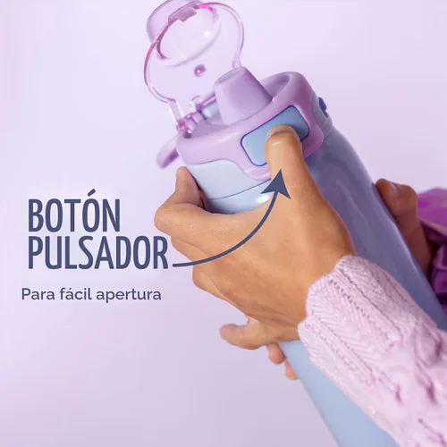 Vista 3 de Ello Pop & Fill Botella de agua de acero inoxidable para niños de 12 onzas con tapa de llenado rápido Botella libre de BPA con aislamiento al