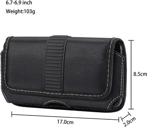 Vista 5 de Funda de nailon para teléfono celular con clip para cinturón para Google Pixel 6 Pro, Samsung Galaxy S22 Ultra S21 Ultra S21+ S20+ A13 A03s A52s