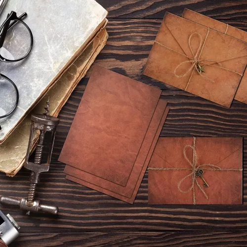 Vista 6 de Juego de sobres y papel de papelería vintage, carta y sobres de papel de escritura, incluye hojas de papel de carta antiguos, sobres de estraza