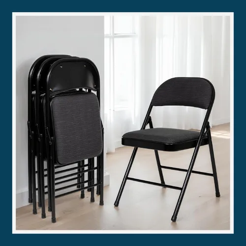 Vista 10 de OEF Furnishings OEF970 Series - Sillas plegables acolchadas de tela de alta calidad, asiento y respaldo acolchados cómodos para salas