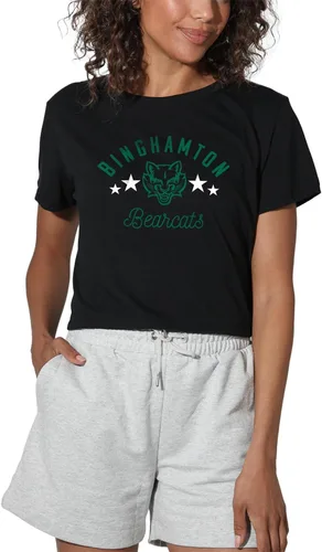 Vista 111 de Colección oficial de camisetas con diseño de mascota desgastada para mujer, color negro Grizzlies del estado de Adams