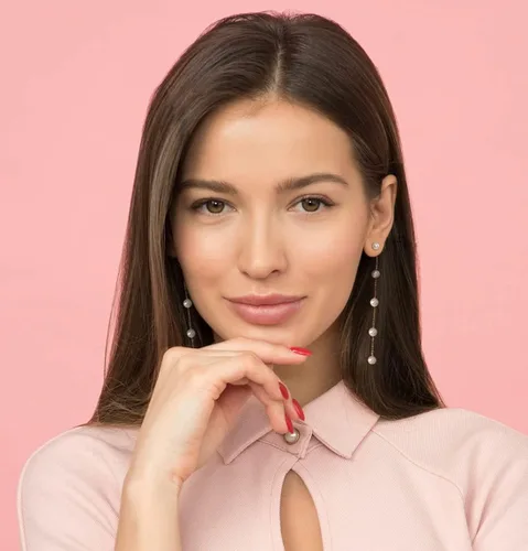 Vista 3 de LOKLIFFAI Aretes de plata de ley 925 con forma de bola de perlas y cadena larga para mujeres y niñas