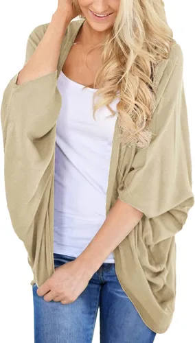 Vista 3 de PRETTODAY Cárdigan tipo kimono de gasa de verano para mujer manga murciélago chal transparente