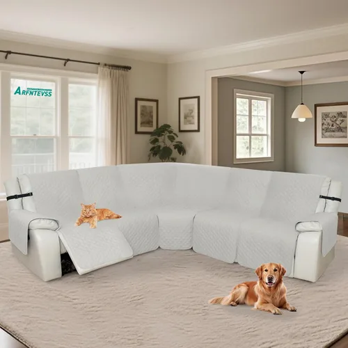 Vista 7 de Arfntevss Fundas de sofá reclinable seccional para sofá reclinable de esquina seccional para perro, lavables, en forma de L, juego de 7 piezas