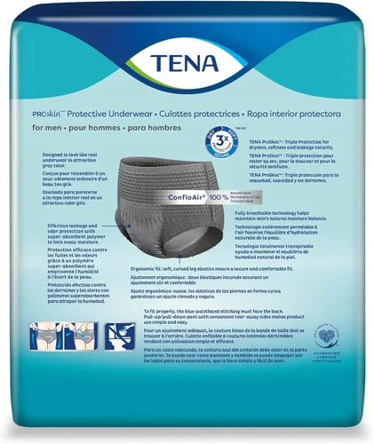 Vista 8 de Tena ProSkin - Protector de absorción moderada masculino, gris medio, 80 unidades Designed to feel like regular underwear, these offer a close fit
