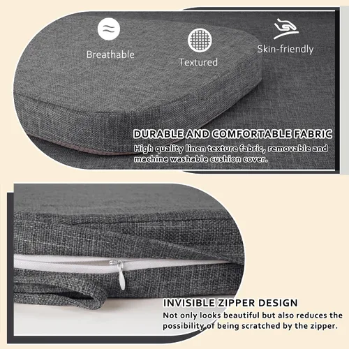 Vista 5 de ELFJOY - Cojines antideslizantes para sillas de comedor, color gris oscuro