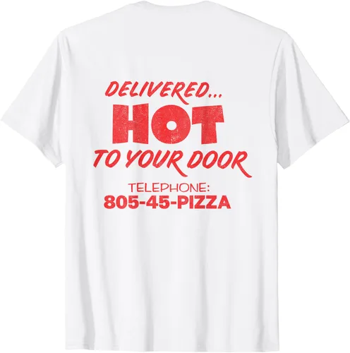 Vista 3 de Stranger Things Camiseta con texto en inglés 4 Surfer Boy Pizza Employe, Blanco