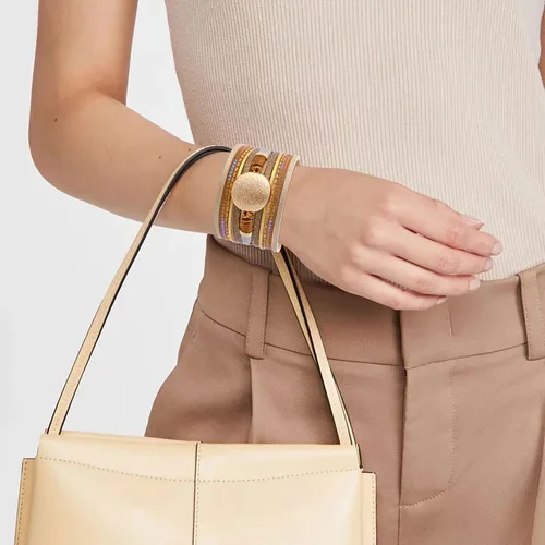 Vista 3 de Long tiantian Pulseras de cuero para mujer, pulseras de moda para mujer, pulseras apilables de múltiples capas, joyería bohemia para mujer, regalos