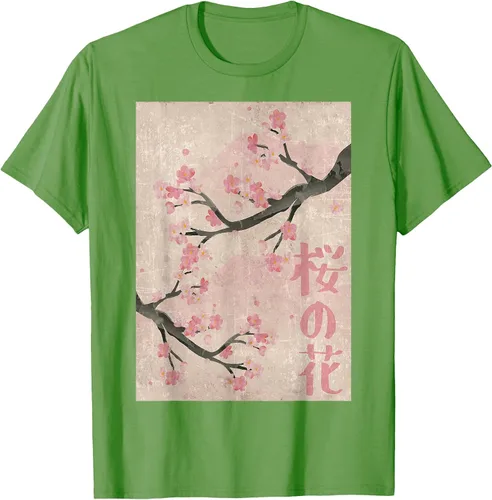 Vista 19 de Cherry Blossom Japanese Vintage Woodblock Japan Pink Sakura T-Shirt Asphalt Grey