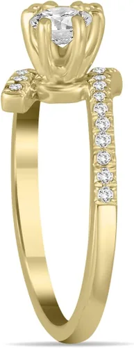 Vista 2 de Anillo torcido de diamantes naturales de dos piedras TW de 1 quilate en oro amarillo de 10 quilates