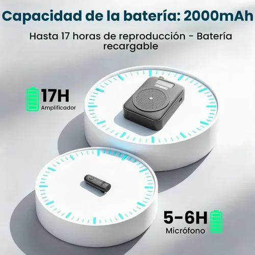 Vista 3 de Amplificador de voz inalámbrico para profesores, micrófono Lavalier Bluetooth Negro carbón