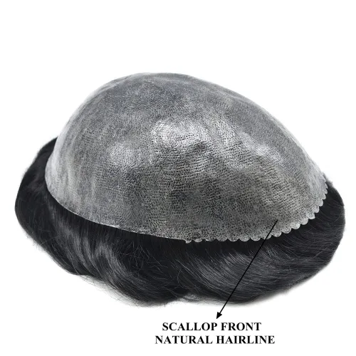 Vista 165 de Toupee para hombre 100% cabello humano real tupé para hombres 0.004 in piel de poliuretano para hombre, sistema de reemplazo de piezas de pelo