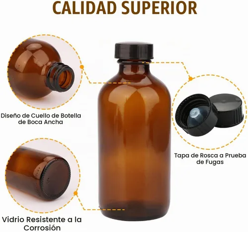 Vista 5 de Maredash Botellas de vidrio ámbar de 8 onzas, botellas de almacenamiento de vidrio, paquete de 20