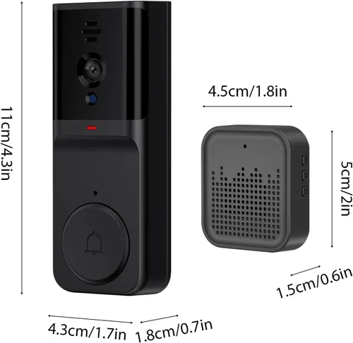 Vista 7 de Timbre inteligente con timbre de timbre, visión nocturna por infrarrojos, audio de 2 vías, despertador activo y despertador remoto, IP65