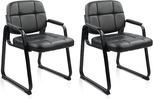 Vista 20 de CLATINA Silla de recepción de invitados, sillas de sala de conferencias, sillas de sala de espera con brazos acolchados, silla de escritorio sin