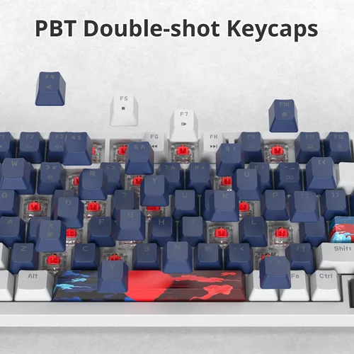 Vista 7 de Teclado mecánico 75% para juegos, teclado de montaje en junta con cable, 82 teclas, teclado intercambiable en caliente, perilla retroiluminada RGB