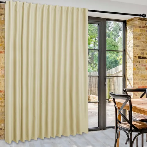 Vista 18 de DWCN Cortina opaca divisora de privacidad para puerta corrediza de patio, cortinas térmicas extra anchas con pestaña trasera y bolsillo para barra