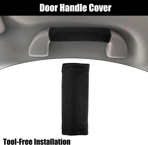 Vista 2 de X AUTOHAUX 2 unids Universal Car Accessories Suede Door Handle Cover Soft Car Handle Protector Negro