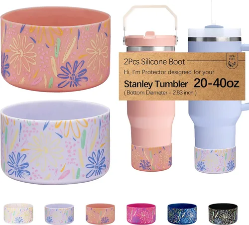 Vista 12 de WK IEASON 2 Piezas Protector de Base Tipo Bota para Vaso Stanley Quencher Adventure 40oz y Stanley IceFlow 20oz 30oz y Compatible con Botella de 3D