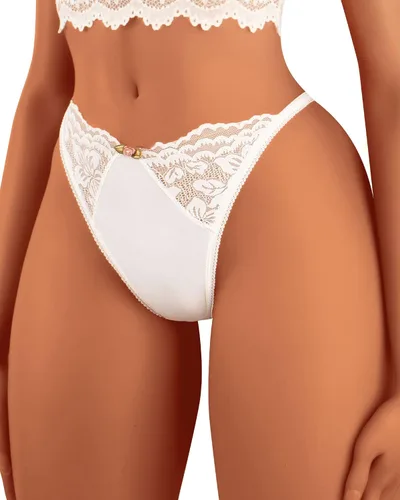 Vista 6 de Banamic Tangas con G-string para Mujeres, Ropa Interior Sexy de Encaje Elástica con T-Back Un negro
