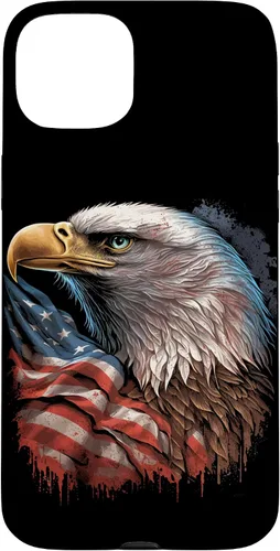 Vista 9 de Funda patriótica para iPhone 16 con diseño de ojos de águila calva americana