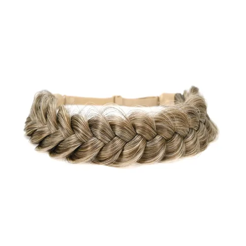 Vista 13 de Diadema trenzada sintética clásica de cabello con hebras anchas para boda, trenzas esponjosas desordenadas, banda para peluca, accesorio de belleza