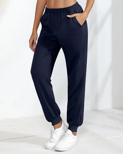 Vista 2 de Ficerd Pantalones deportivos holgados para mujer, 2 piezas, pantalones deportivos de cintura alta para entrenamiento