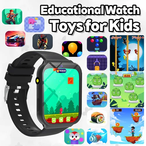 Vista 4 de Reloj inteligente para niños, reloj para niños con 18 juegos de rompecabezas, pantalla táctil HD de 1.83 pulgadas, rastreador de fitness, podómetro